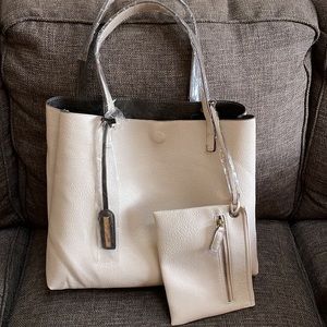 Street Level faux leather reversible tote & wristlet